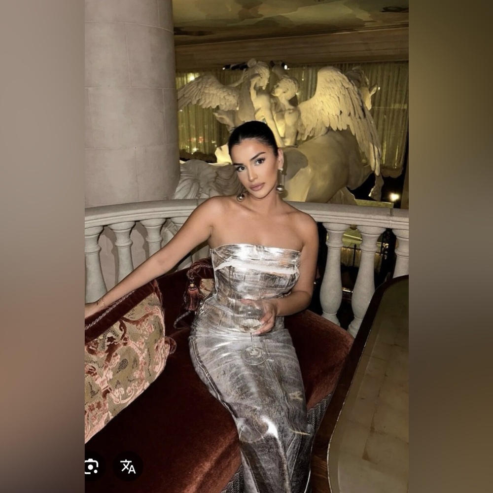Zara Metallic Silver Strapless Gown 9632/242